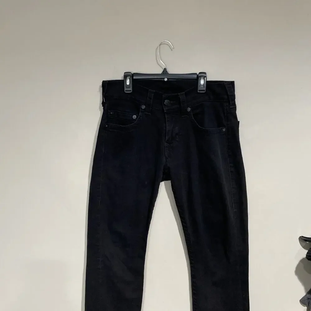 True Religion Jeans Geno No Flap Relaxed Slim Mens Solid Black Y2K Sz 30